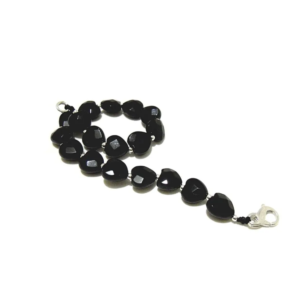 bracciale_spadino_cuori_o_1.webp Bracciali | Bracciali Spadini*Spadarella Gioielli Bracciale spadino cuori onice - SPBR264